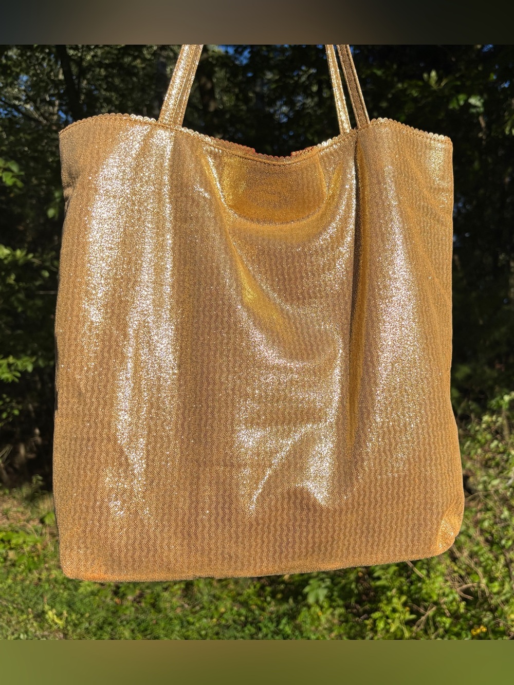 Sharif Gold Egyptian Motif Tote Bag with Tassel - Picture 3 of 17